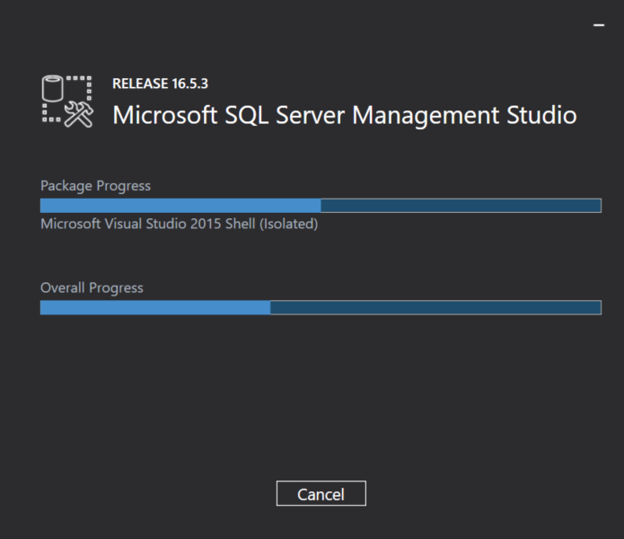 SQL Server Management Installation Progress