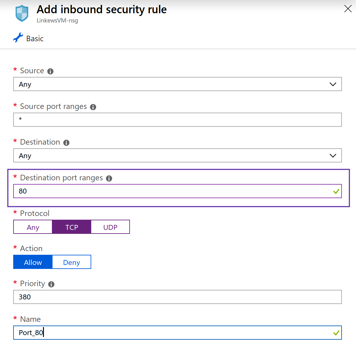 azure-open-port